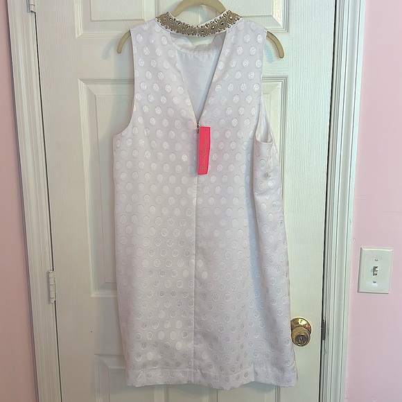 LILLY PULITZER Brandi Shift Dress in White Foil Printed Polka Dots Size 16 NWT - Picture 2 of 6